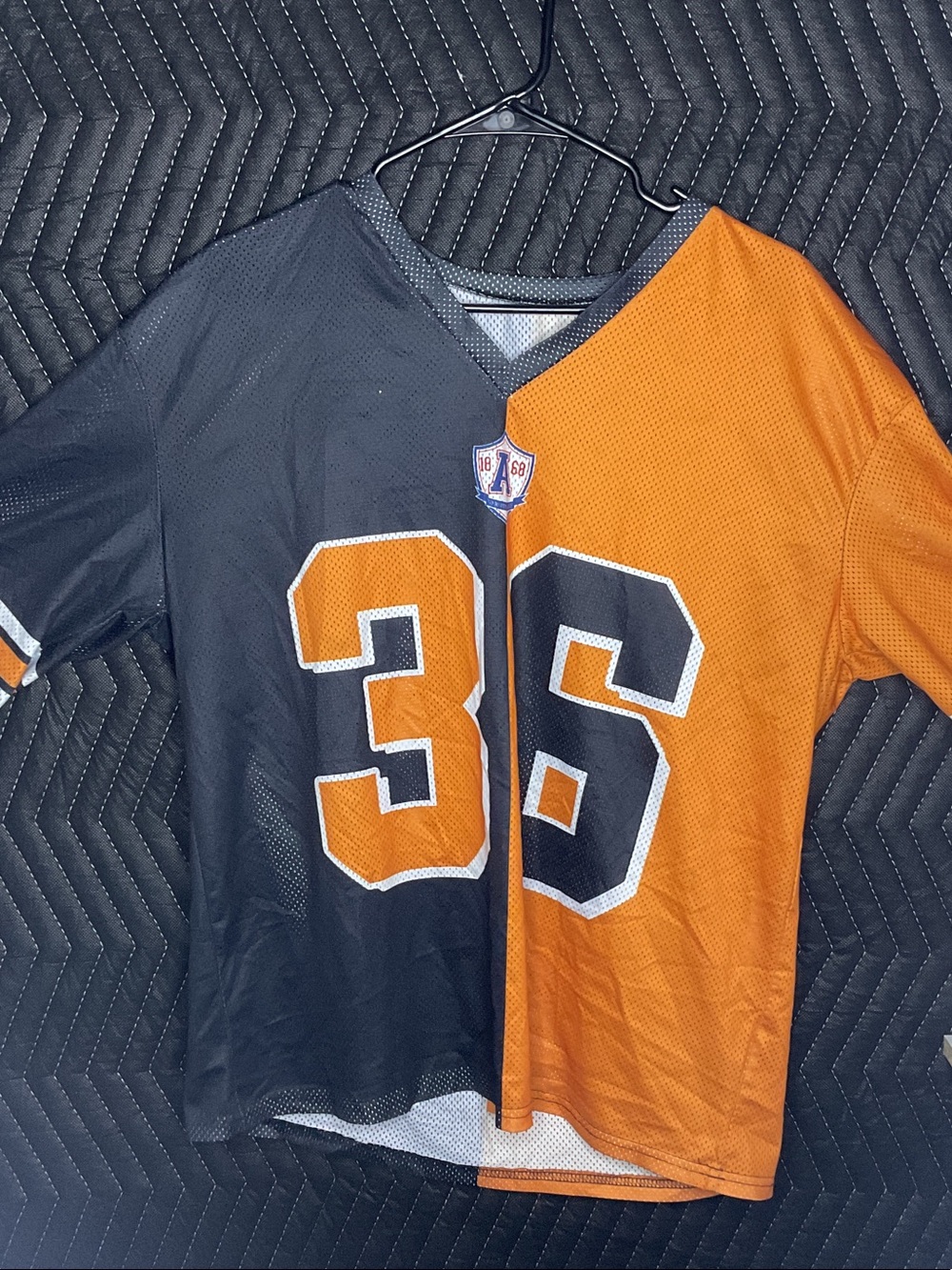 Womens Two-Tone Orange & Black Sports Jersey Top - Brand Not Visible